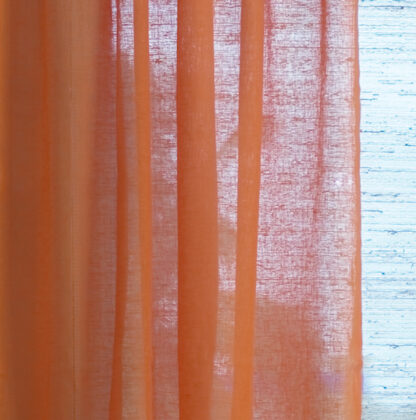 Calyz Orange 100% Linen Gauze Curtain - Image 2